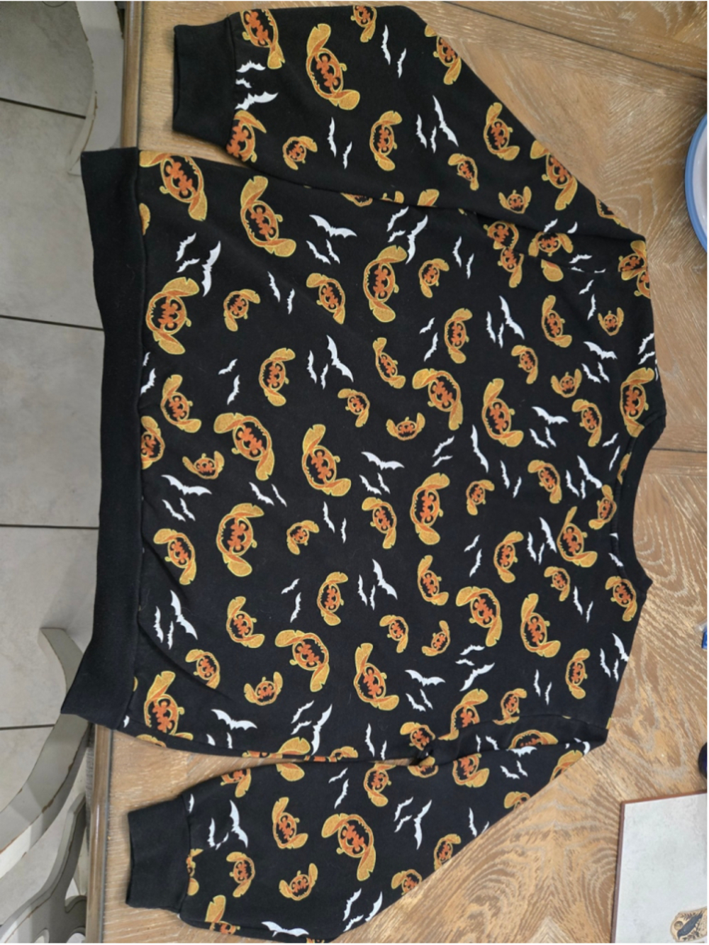 Disney Stitch Halloween Pumpkin Bats Sweatshirt Black 3XL 21 All Over Print